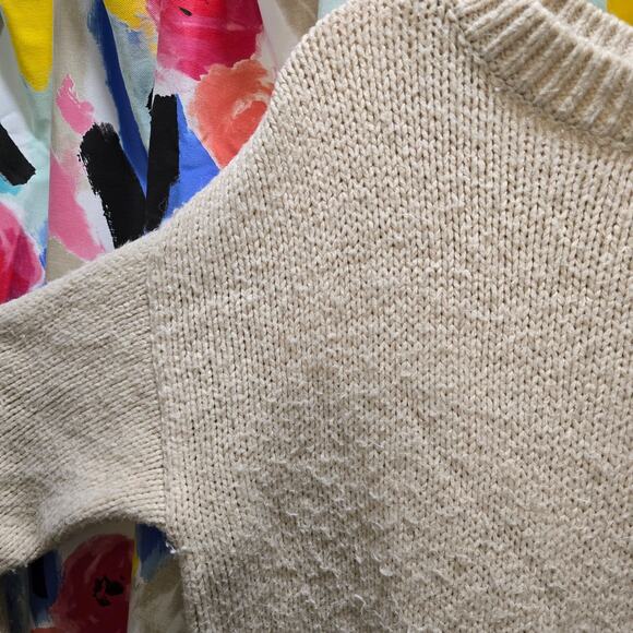 Victoria's Secret PINK cream chunky knit long sleep crewneck sweater large - Picture 5 of 13